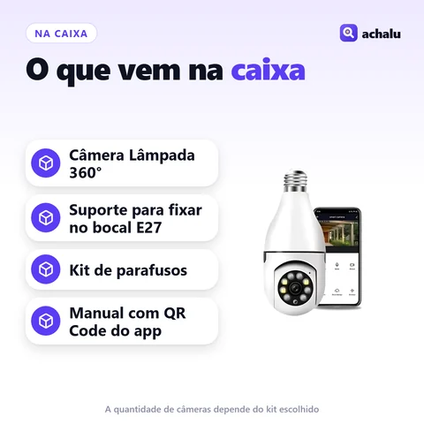 O que vem na caixa da Câmera Lâmpada 360°