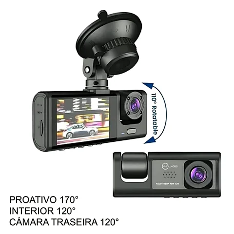 Câmera Veicular Full HD com 3 Câmeras