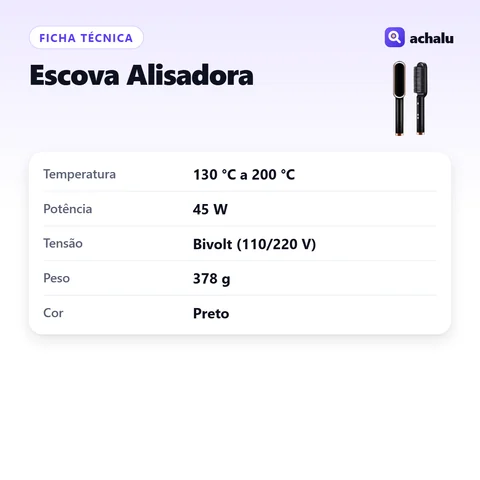 Ficha técnica: Escova Alisadora Elétrica Bivolt