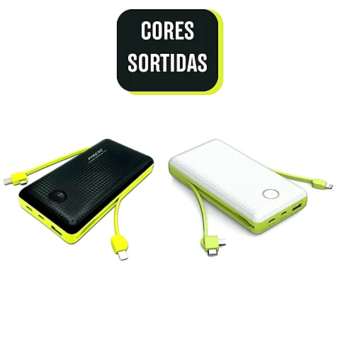 Power Bank 20.000 mAh com Cabos Embutidos